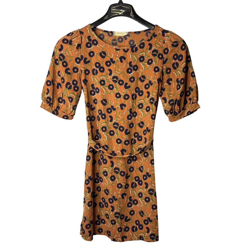 Pixi + Ivy Mini Shirt Dress Size S Belted Abstract Leopard Print Multicolor Y2K